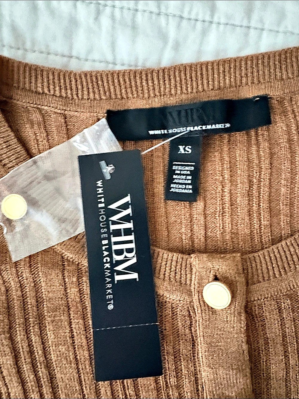 White House Black Market Ribbed Button Front Sweater in Brown Size XS NWT - Picture 2 of 9